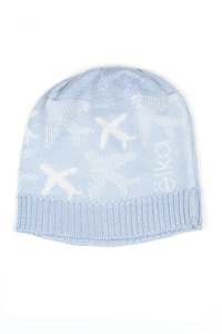 Little Airplane Merino Silk Baby Beanie in Baby Blue