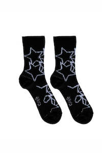 Elka Kids: Star Pattern Kids Merino Socks in Black