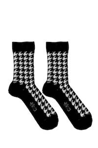 Houndstooth Kids Merino Socks in Black and White