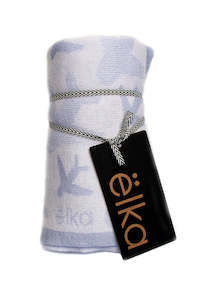 Silk Merino Baby Blanket in Baby Blue Airplane