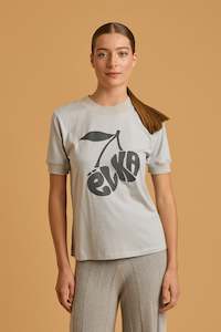 Spring Summer: Cotton Silk Cherry T Shirt in Dove Grey - Limited Edition