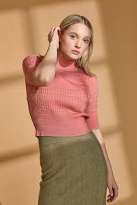 Cashmere Cropped Sweater in Peach Melange