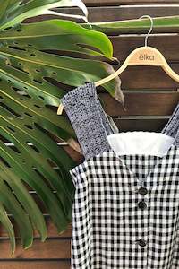 Spring Summer: Linen Reversible Pinafore Dress in Black Gingham