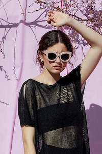 Linen Knit Flower Top