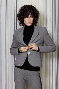 Spring Summer: Bespoke Hand Crafted Moss Stitch Merino Blazer Jacket in Grey.