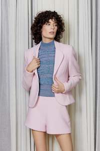 Hand Crafted Moss Stitch Merino Blazer Jacket in Petal Pink. SOLD OUT