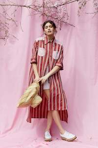 Long Shirt Dress in Pomegranate