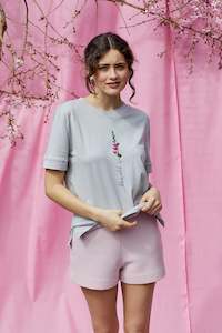 Cotton Silk Hollyhock T Shirt in Dove Grey - Almost Gone!