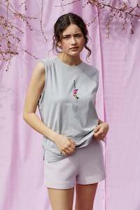 Cotton Silk Hollyhock Tank in Dove Grey