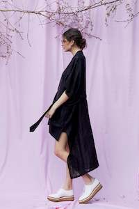 Spring Summer: Linen Kimono in Black