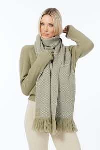 The Look 1: Chessboard Scarf with Tassels.