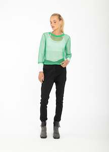 Top: Arrow Mesh Top - 3/4 Sleeve
