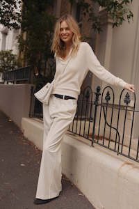 Sweater: Featherweight Cashmere Polo - Cream