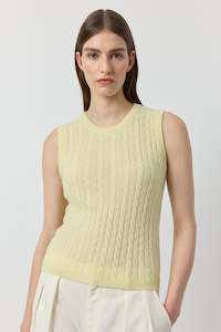 Tops: Cashmere Cable Tank - Lemon