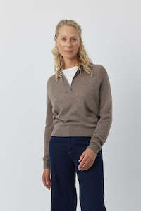 Boat Necks Polos: Featherweight Cashmere Polo - Walnut
