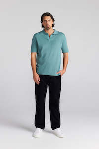 Supmia Cotton Cashmere: Miles Mens Polo Shirt - Omaha Blue