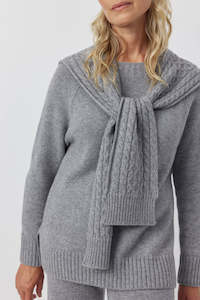 Sweater Scarves: Cashmere Cable Sweater Scarf - Powder Pink