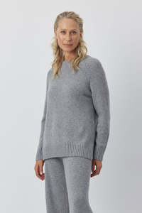 Luxe 1: Luxe Cashmere Raglan Crew - Dark Grey Melange