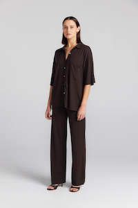 Silk Cashmere: Cashmere Silk Shirt - Chocolate