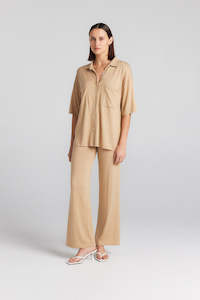 Silk Cashmere: Cashmere Silk Shirt - Camel