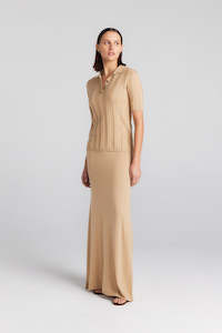 Silk Cashmere: Cashmere Silk Aline Skirt - Camel