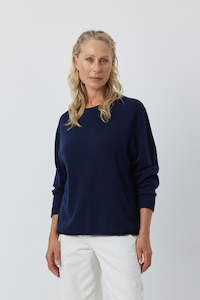 Featherweight: Cashmere Featherweight Oversize Crew - Navy