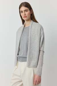 Featherweight: Essential Cashmere Featherweight Cardigan - Grey Melange