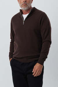 Best Sellers: Mens Essential Cashmere 1/4 Zip Sweater - Cacao/Walnut