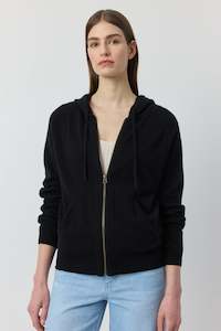 Best Sellers: Essential Cashmere Zip Hoodie - Black