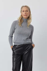 Best Sellers: Essential Cashmere Roll Neck - Dark Grey Melange