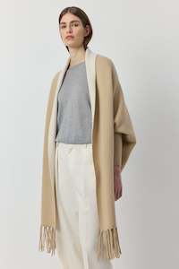 Dusters Jackets: Cashmere Double Sided Jacket - Camel/Cream