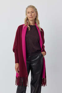 Dusters Jackets: Cashmere Double Sided Jacket - Shiraz/Crimson