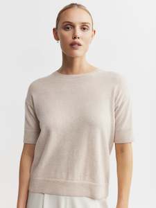 Core Womens: Essential Cashmere Crew Tee - Sand