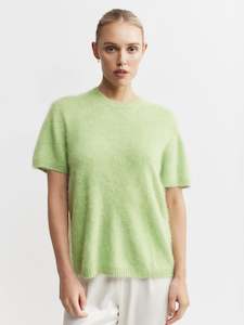 Brushed Cashmere: Brushed Cashmere Tee - Green Melange