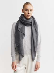 Christmas Gifting: Cashmere Fine Diagonal Wrap - Dark Grey Melange