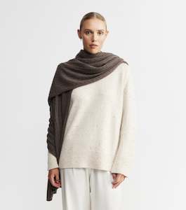 Cashmere Cable Travel Wrap - Brown Melange