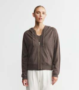 All Cashmere: Essential Cashmere Zip Hoodie - Brown Melange