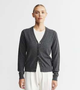 Essential Cashmere V Cardigan - Graphite
