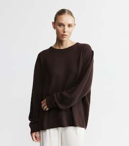 Crew Necks 1: Cashmere Featherweight Oversize Crew - Cacao