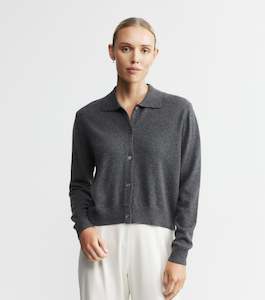 Cashmere Cardigan with Collar - Graphite