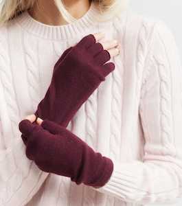 Cashmere Fingerless Gloves - Burgundy