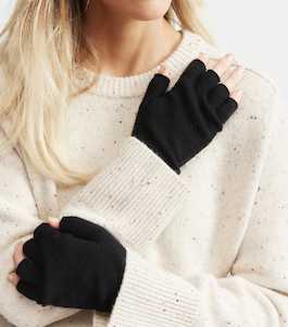 Cashmere Fingerless Gloves - Black