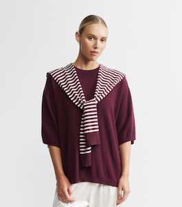 Cashmere Stripe Sweater Scarf - Burgundy/Pink