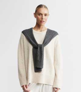 Sweater Scarves: Cashmere Cable Sweater Scarf - Graphite