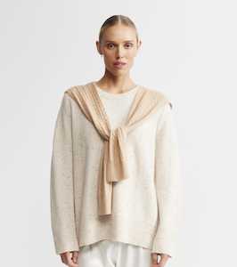 Cashmere Cable Sweater Scarf - Camel