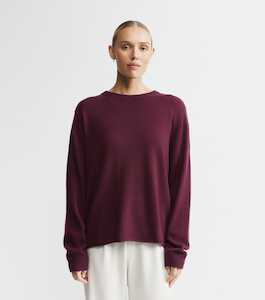 Cashmere Featherweight Oversize Crew - Burgundy