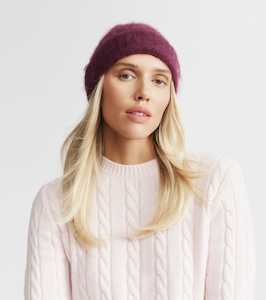 Brushed Cashmere: Brushed Cashmere Beanie - Burgundy
