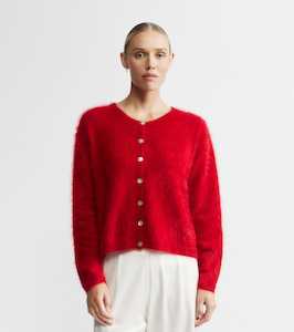Brushed Cashmere Relaxed Cardigan - Red