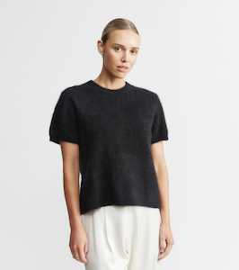 Brushed Cashmere: Brushed Cashmere Crew Tee - Black