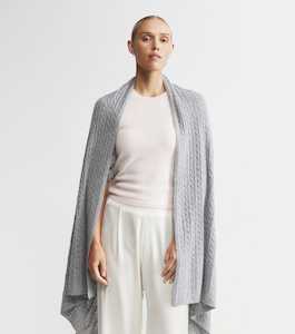 Cashmere Cable Travel Wrap - Dark Grey Melange